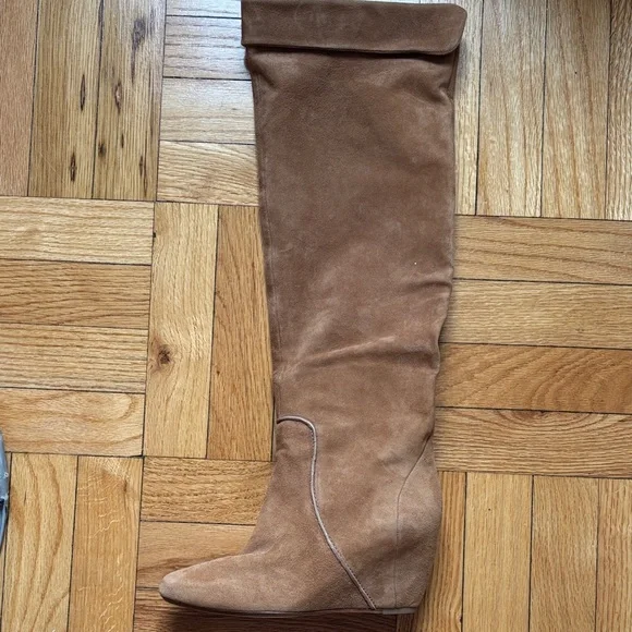 Michael Kors Brown Suede Over the Knee wedge Boots - Picture 1 of 10